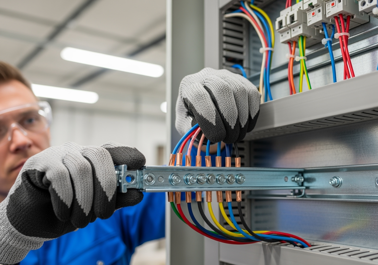 4 Barre Collettori Di Terra In Ottone, 8 Posizioni Con Viti M4, Per Cablaggio E Messa A Terra In Quadri Elettrici